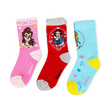 Children&#39;s Disney Princess Triple Pack Socks Red/Blue/Pink