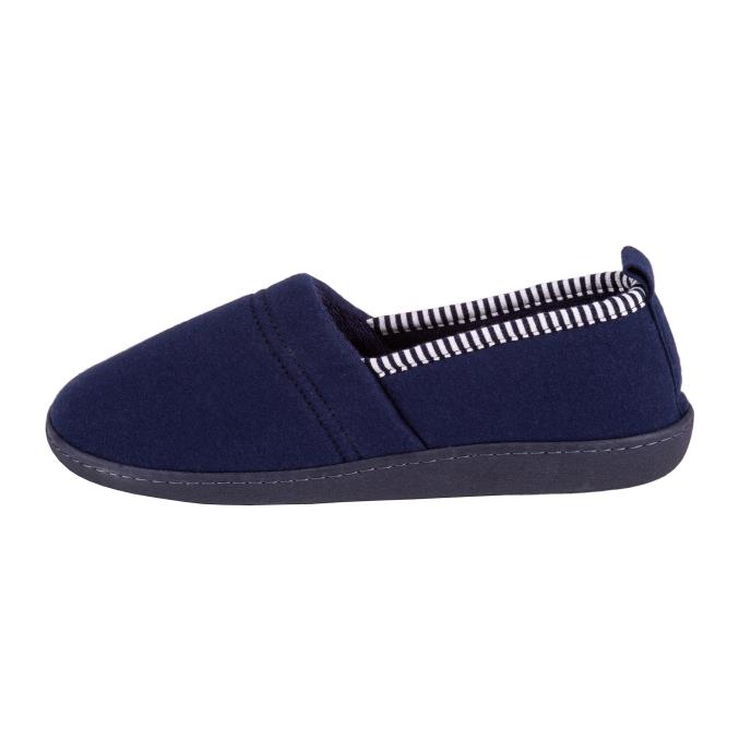 Isotoner Ladies Striped Full Backed Slippers Navy